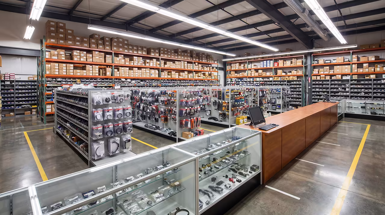 Chaparral Motorsports parts department — 160,000 sq ft, San Bernardino CA
