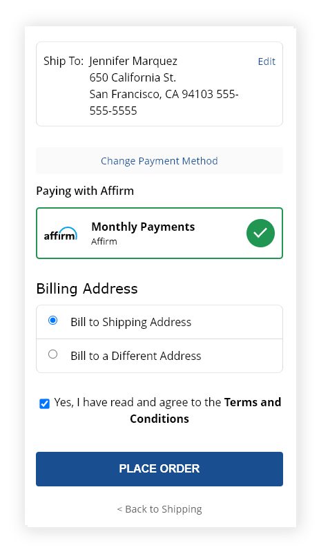 Affirm Step 2 - Choose How You Pay